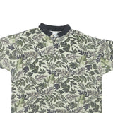 OP SPORT Mens Green Leaf Print Short Sleeve Polo Shirt L Cotton Blend Casual