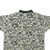 OP SPORT Mens Green Leaf Print Short Sleeve Polo Shirt L Cotton Blend Casual