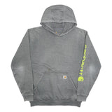 CARHARTT Mens Grey Hoodie M Cotton Blend Workwear Graphic Print