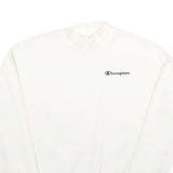 CHAMPION Womens White Cotton Blend Crew Neck Sweatshirt XS Classic Logo Pullover
