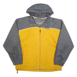 REEBOK Mens Yellow & Grey Windbreaker Jacket L Polyester Blend Zip Hooded Casual