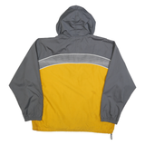 REEBOK Mens Yellow & Grey Windbreaker Jacket L Polyester Blend Zip Hooded Casual