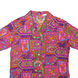 Womens Pink & Purple Patchwork Pattern Polyester Blend Shirt S Bright Casual