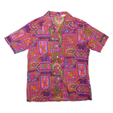 Womens Pink & Purple Patchwork Pattern Polyester Blend Shirt S Bright Casual