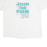 Mens White Cotton Graphic T-Shirt XL Short Sleeve Crew Neck Fitness Club