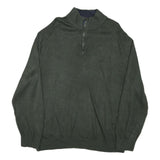 NAUTICA Mens Green Pullover Plain 1/4 Zip Cotton Blend Jumper 2XL Casual
