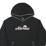 ELLESSE Mens Black Hoodie M Cotton Blend Pullover Hooded Sweatshirt Logo Print