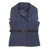GUESS Womens Navy Blue Jacket M Polyester Quilted Belted Zip Casual Outerwear