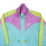 PENGUIN Womens Purple & Green & Blue Zip Jacket M Polyester Blend Colorblock