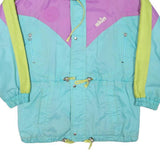 PENGUIN Womens Purple & Green & Blue Zip Jacket M Polyester Blend Colorblock
