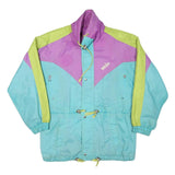 PENGUIN Womens Purple & Green & Blue Zip Jacket M Polyester Blend Colorblock