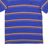 CHAPS Mens Blue & Orange Striped Short Sleeve Polo Shirt S Cotton Blend Casual