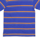 CHAPS Mens Blue & Orange Striped Short Sleeve Polo Shirt S Cotton Blend Casual