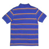 CHAPS Mens Blue & Orange Striped Short Sleeve Polo Shirt S Cotton Blend Casual
