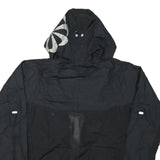 NIKE Womens Black Hooded Nylon Jacket L Plain Sports Logo Lightweight Activewear