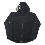 NIKE Womens Black Hooded Nylon Jacket L Plain Sports Logo Lightweight Activewear
