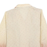 Womens Cream & Pink Printed Shirt Long Sleeve Button Neck L Lightweight