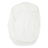 ZARA Womens White Basic Long Sleeve Round Neck Plain L Cotton Blend Top