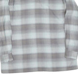 Mens Grey & White Check Cotton Shirt L Casual Classic Button-Up
