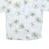 CAMPIA Mens Blue & Green Palm Tree Print Rayon Shirt L Summer Beach Casual