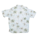 CAMPIA Mens Blue & Green Palm Tree Print Rayon Shirt L Summer Beach Casual