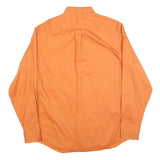 LANDS END Mens Orange Shirt M Cotton Blend Button Down Pocket Classic Fit