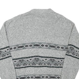 C&A Mens Grey Button Up Patterned V-Neck Wool Blend Jumper L Thick Knit