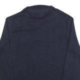 POLO RALPH LAUREN Mens Navy Plain Cotton Patterned Pullover Crew Neck Jumper L