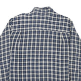 BLUE EDGE Mens Blue & Cream Checked Shirt L Cotton Blend Button Closure Casual