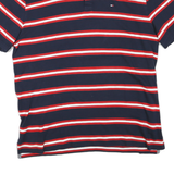 TOMMY HILFIGER Mens Navy Blue & Red Striped Short Sleeve Polo Shirt XL Cotton