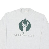 SPELCOR Mens Grey Deer Valley Graphic T-Shirt L Long Sleeve Crew Neck Cotton