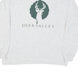SPELCOR Mens Grey Deer Valley Graphic T-Shirt L Long Sleeve Crew Neck Cotton