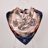 Anyyou Fashion Premium Satin Square Scarf – Blue Pink Silk-Feel Neckwrap for Women