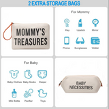 Anymom Mommy Diaper Bag Beige Handbag 5 pcs Set with Portable Changing Pad Adjustable and Removable Strap Mommy Maternity Bag