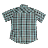 WRANGLER Mens Blue & Black Check Shirt M Cotton Blend Short Sleeve Button