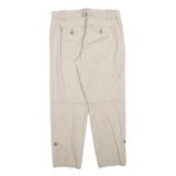 ANN TAYLOR Womens Cotton Blend Beige Regular Straight Trousers W30 L27 Casual