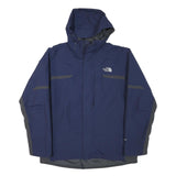 THE NORTH FACE Mens Blue & Grey Outdoor Jacket L Polyester Blend Waterproof Zip