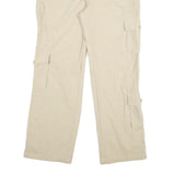 Womens Cotton Beige Regular Fit Straight Leg Trousers W32 L30 Casual Zip