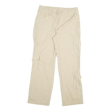 Womens Cotton Beige Regular Fit Straight Leg Trousers W32 L30 Casual Zip