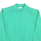 LESLIE FAY Womens Green Basic Top 3/4 Sleeve Band Collar M Cotton Blend