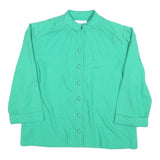 LESLIE FAY Womens Green Basic Top 3/4 Sleeve Band Collar M Cotton Blend