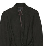 ZARA Womens Black Button Cotton Blend Jacket L Woven Sophisticated Elegant
