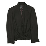 ZARA Womens Black Button Cotton Blend Jacket L Woven Sophisticated Elegant