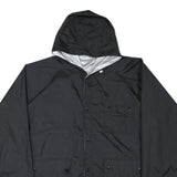Mens Black Cashback Hooded Jacket L Polyester Blend Plain Button Closure