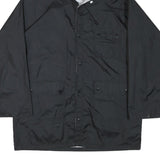 Mens Black Cashback Hooded Jacket L Polyester Blend Plain Button Closure