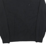 NAUTICA Mens Black Plain Jumper V-Neck Basic Knit L Cotton Blend Casual Knitwear