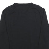 NAUTICA Mens Black Plain Jumper V-Neck Basic Knit L Cotton Blend Casual Knitwear