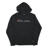 CHAMPION Mens Black Pullover Hoodie M Cotton Blend Classic Logo Sweatshirt
