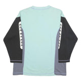 ONE BY ONE Boys Blue & Black Crew Neck XL Sweatshirt Logo Print Colour Block