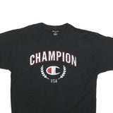 CHAMPION Mens Black & Red Graphic T-Shirt 2XL Short Sleeve Crew Neck Logo